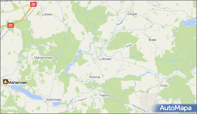 mapa Lutkowo gmina Dobrzany, Lutkowo gmina Dobrzany na mapie Targeo