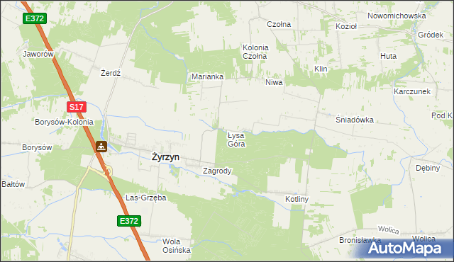 mapa Łysa Góra gmina Baranów, Łysa Góra gmina Baranów na mapie Targeo