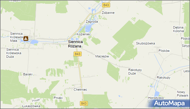 mapa Maciejów gmina Siennica Różana, Maciejów gmina Siennica Różana na mapie Targeo