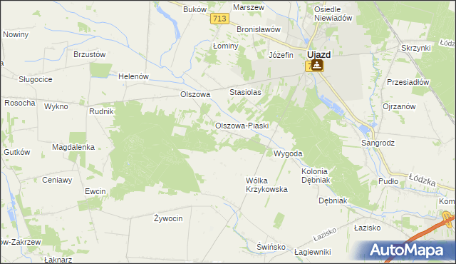 mapa Maksymów gmina Ujazd, Maksymów gmina Ujazd na mapie Targeo