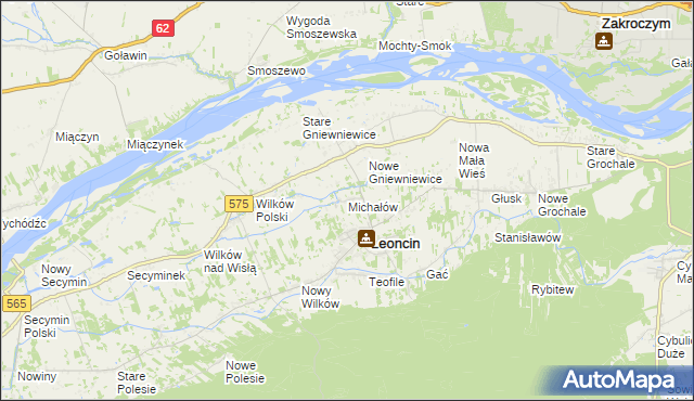 mapa Michałów gmina Leoncin, Michałów gmina Leoncin na mapie Targeo