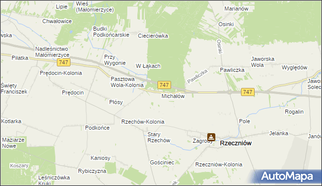 mapa Michałów gmina Rzeczniów, Michałów gmina Rzeczniów na mapie Targeo