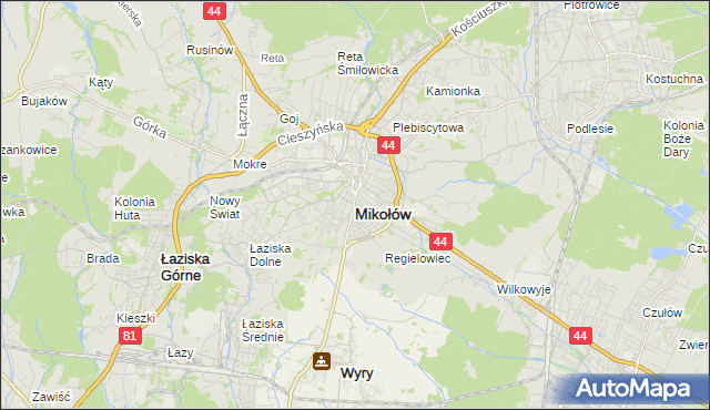 mapa Mikołów, Mikołów na mapie Targeo