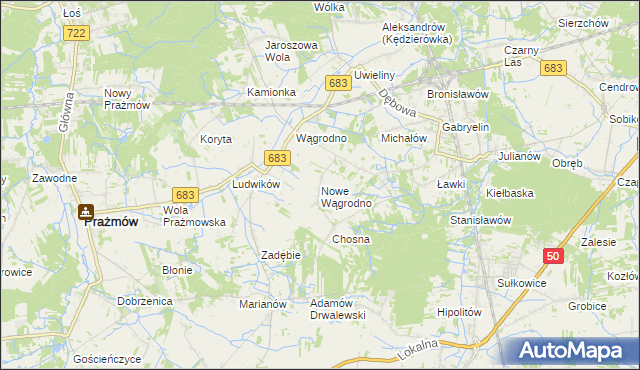 mapa Nowe Wągrodno, Nowe Wągrodno na mapie Targeo