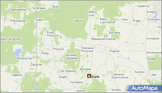 mapa Olszówka Pilczycka, Olszówka Pilczycka na mapie Targeo