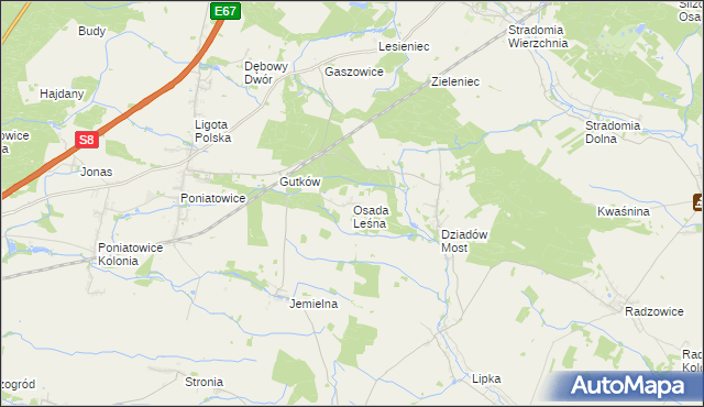 mapa Osada Leśna gmina Oleśnica, Osada Leśna gmina Oleśnica na mapie Targeo