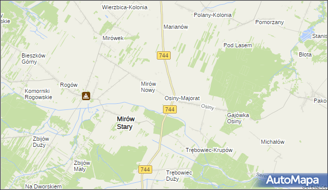 mapa Osiny-Majorat, Osiny-Majorat na mapie Targeo
