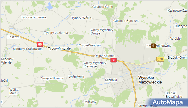 mapa Osipy-Kolonia, Osipy-Kolonia na mapie Targeo