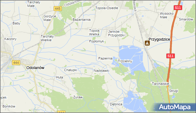 mapa Papiernia gmina Odolanów, Papiernia gmina Odolanów na mapie Targeo