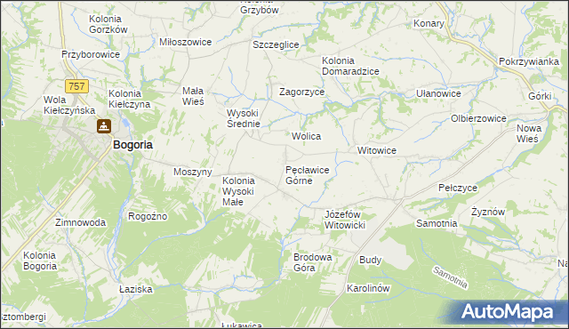 mapa Pęcławice Górne, Pęcławice Górne na mapie Targeo