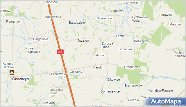 mapa Pelinów gmina Promna, Pelinów gmina Promna na mapie Targeo