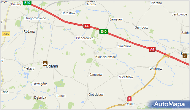 mapa Pielaszkowice, Pielaszkowice na mapie Targeo