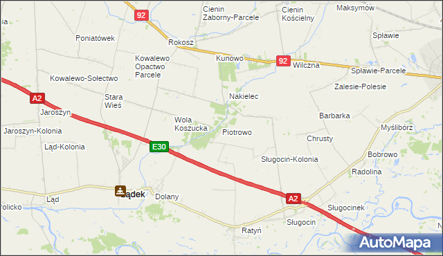 mapa Piotrowo gmina Lądek, Piotrowo gmina Lądek na mapie Targeo