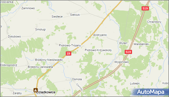 mapa Piotrowo-Krzywokoły, Piotrowo-Krzywokoły na mapie Targeo
