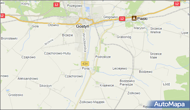 mapa Podrzecze gmina Piaski, Podrzecze gmina Piaski na mapie Targeo