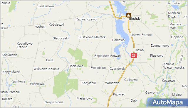 mapa Popielewo-Folwark, Popielewo-Folwark na mapie Targeo