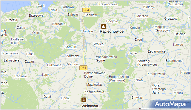 mapa Poznachowice Górne, Poznachowice Górne na mapie Targeo