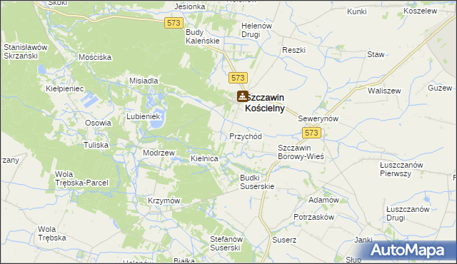 mapa Przychód gmina Szczawin Kościelny, Przychód gmina Szczawin Kościelny na mapie Targeo