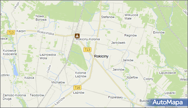 mapa Rokiciny powiat tomaszowski, Rokiciny powiat tomaszowski na mapie Targeo