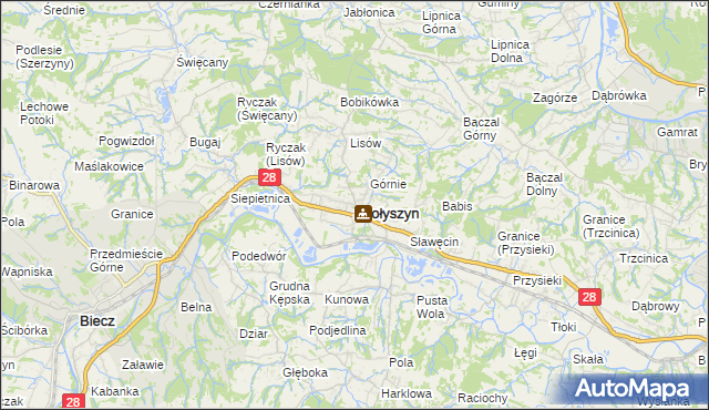 mapa Skołyszyn, Skołyszyn na mapie Targeo