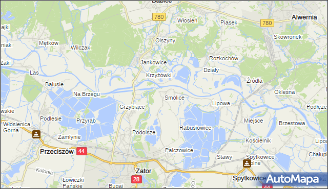 mapa Smolice gmina Zator, Smolice gmina Zator na mapie Targeo
