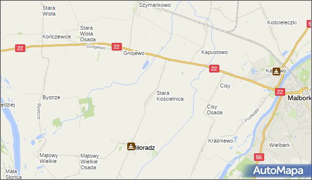 mapa Stara Kościelnica, Stara Kościelnica na mapie Targeo