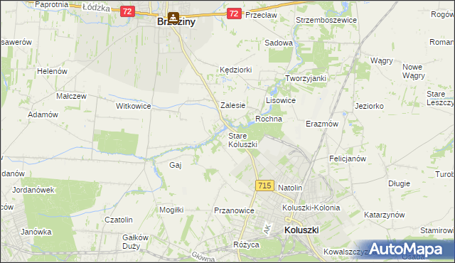 mapa Stare Koluszki, Stare Koluszki na mapie Targeo