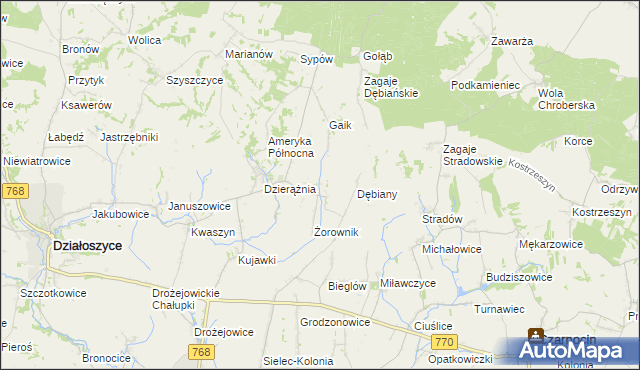 mapa Sudół gmina Działoszyce, Sudół gmina Działoszyce na mapie Targeo