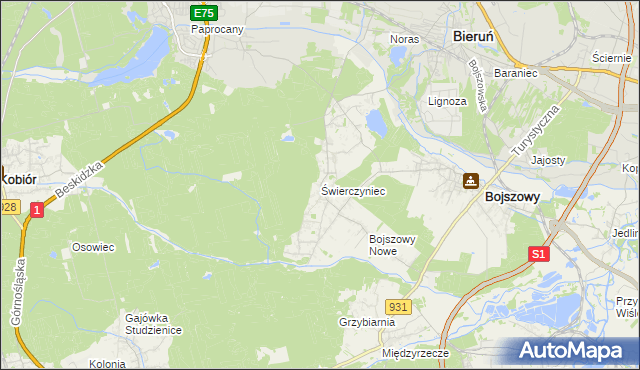 mapa Świerczyniec gmina Bojszowy, Świerczyniec gmina Bojszowy na mapie Targeo