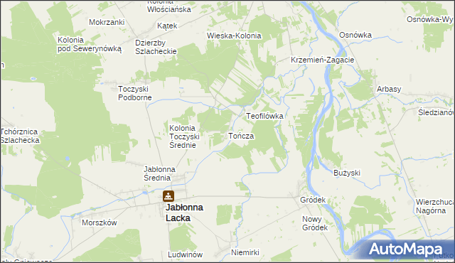mapa Tończa gmina Jabłonna Lacka, Tończa gmina Jabłonna Lacka na mapie Targeo
