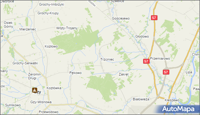 mapa Trzciniec gmina Pułtusk, Trzciniec gmina Pułtusk na mapie Targeo