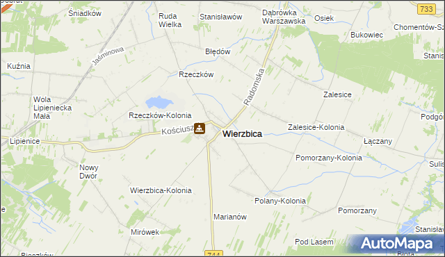 mapa Wierzbica powiat radomski, Wierzbica powiat radomski na mapie Targeo