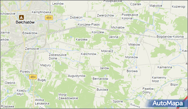 mapa Wiktorów gmina Bełchatów, Wiktorów gmina Bełchatów na mapie Targeo