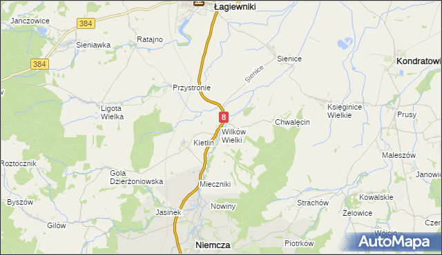 mapa Wilków Wielki, Wilków Wielki na mapie Targeo