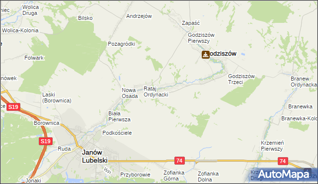 mapa Wólka Ratajska, Wólka Ratajska na mapie Targeo