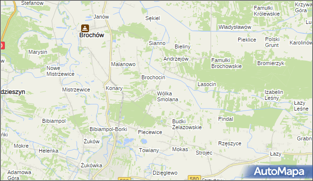 mapa Wólka Smolana gmina Brochów, Wólka Smolana gmina Brochów na mapie Targeo