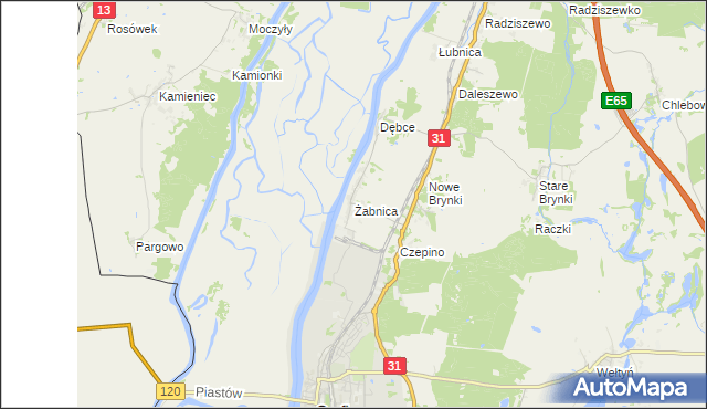 mapa Żabnica gmina Gryfino, Żabnica gmina Gryfino na mapie Targeo