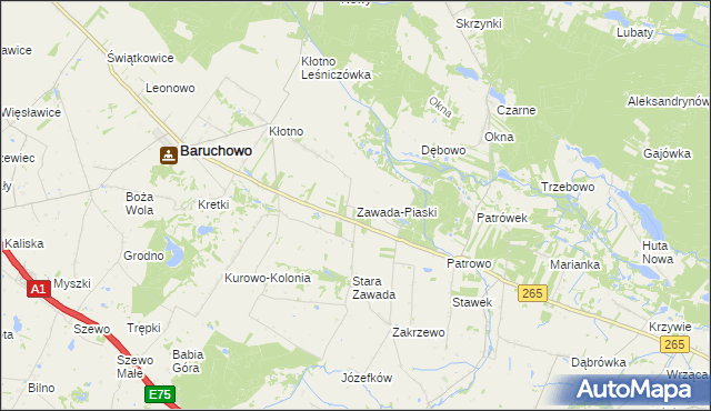 mapa Zawada-Piaski, Zawada-Piaski na mapie Targeo