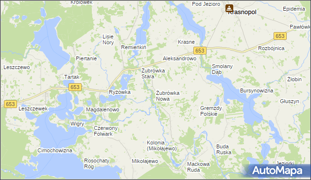 mapa Żubrówka Nowa, Żubrówka Nowa na mapie Targeo