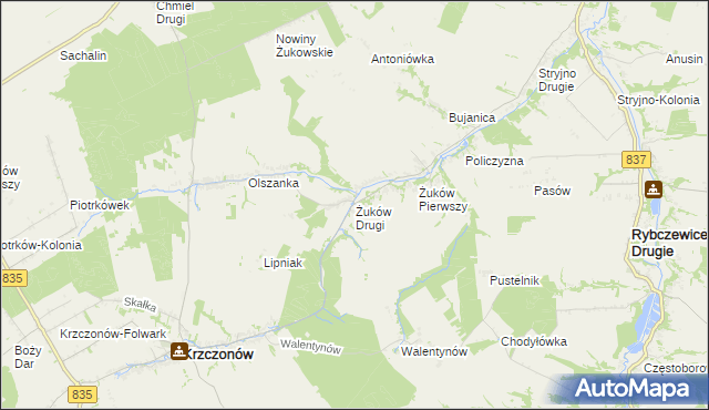 mapa Żuków Drugi, Żuków Drugi na mapie Targeo