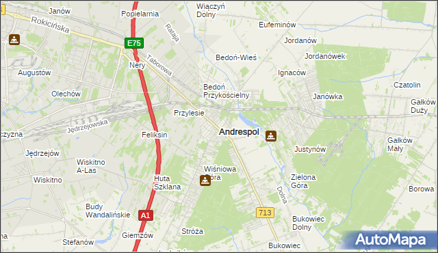 mapa Andrespol, Andrespol na mapie Targeo