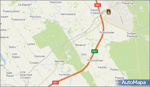 mapa Bakaniuk, Bakaniuk na mapie Targeo