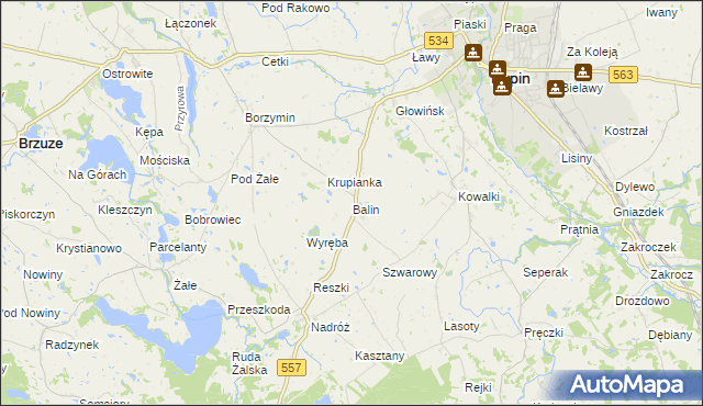 mapa Balin gmina Rypin, Balin gmina Rypin na mapie Targeo