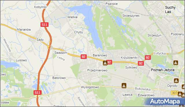 mapa Baranowo gmina Tarnowo Podgórne, Baranowo gmina Tarnowo Podgórne na mapie Targeo