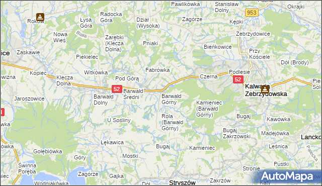 mapa Barwałd Górny, Barwałd Górny na mapie Targeo