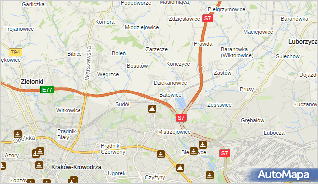 mapa Batowice, Batowice na mapie Targeo