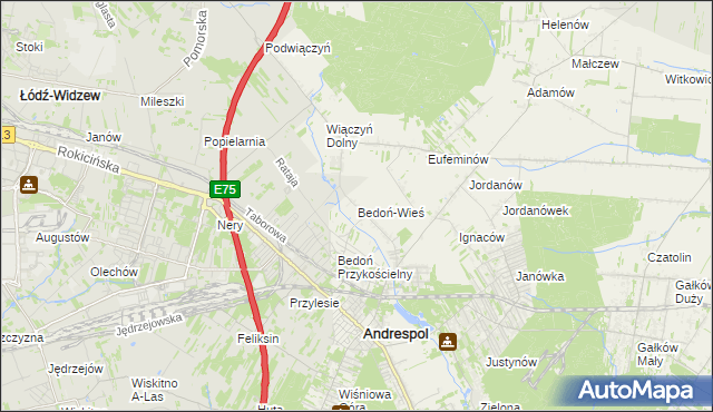 mapa Bedoń-Wieś, Bedoń-Wieś na mapie Targeo