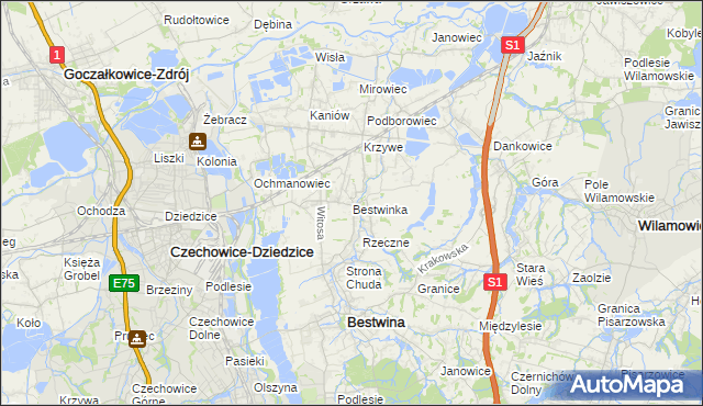 mapa Bestwinka, Bestwinka na mapie Targeo