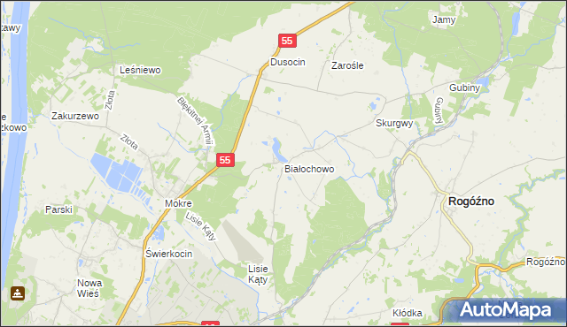 mapa Białochowo, Białochowo na mapie Targeo