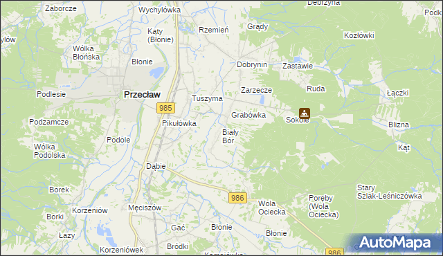 mapa Biały Bór gmina Przecław, Biały Bór gmina Przecław na mapie Targeo